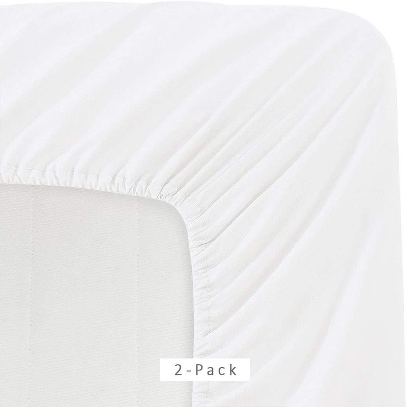 DESTINY CRESCENT BED Microfiber 2 Twin Fitted Bottom Bed Sheets (2-Pack) 1800 Ultra Soft and Comfy - 39"" x 75"" Great for Kids Room  Guest Room  Dorms  Camps  Twin Beds (Twin  White) - Image 2